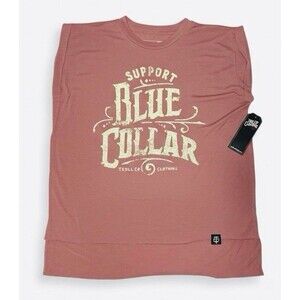 Troll Co Tshirt Sz M Color- Coral ‘Support Blue Collar’ Graphic Cotton NWT